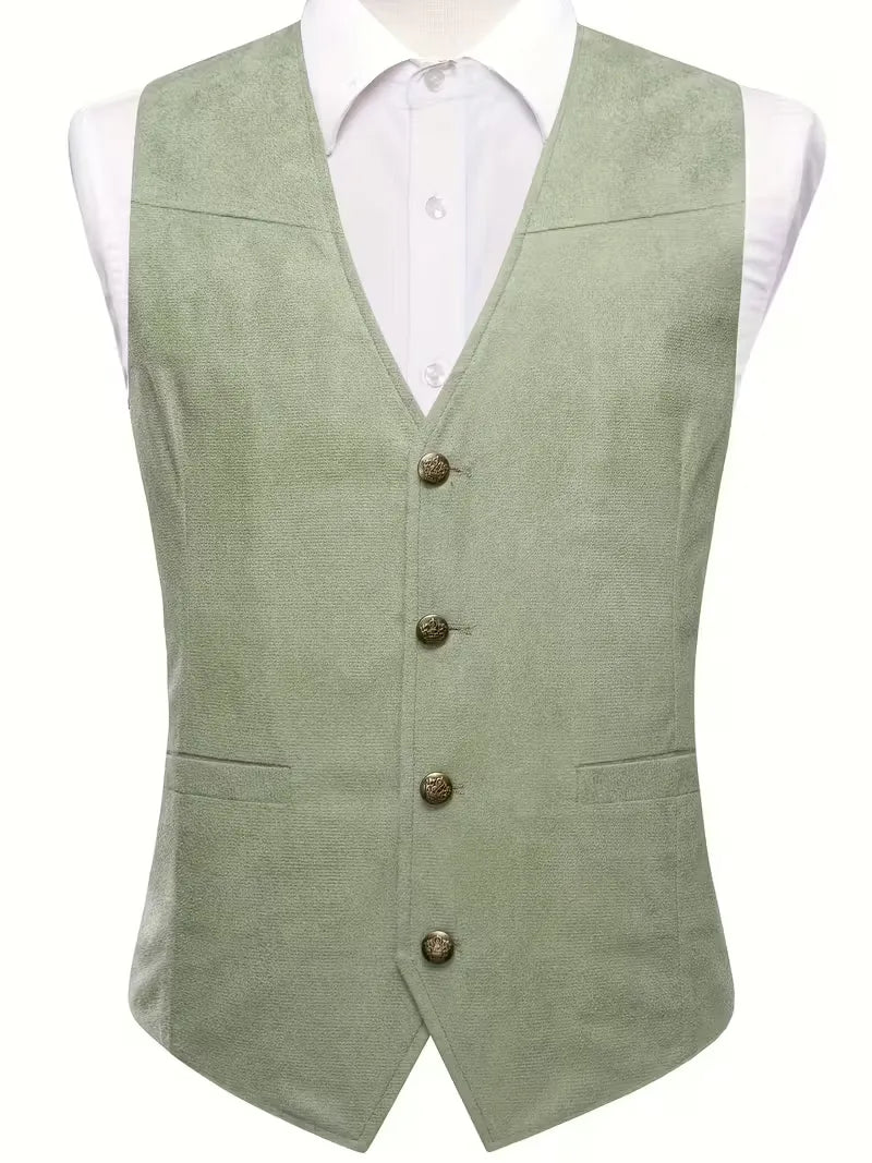 Klassiek heren gilet, V-hals, knoopsluiting, een essentieel kledingstuk voor de man.