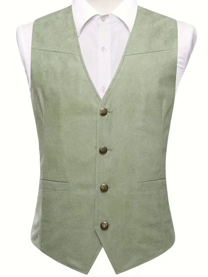 Klassiek heren gilet, V-hals, knoopsluiting, een essentieel kledingstuk voor de man.