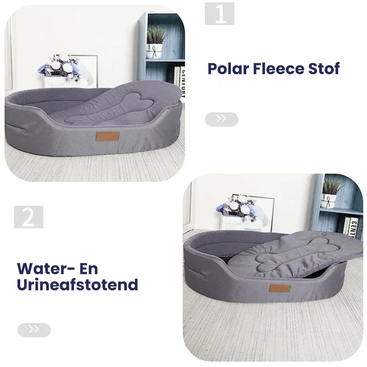 Rood waterdicht hondenbed, een stevige en comfortabele rustplek voor uw trouwe viervoeter.