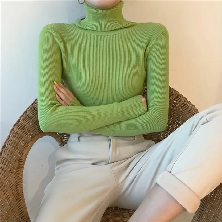 Casual gebreide dames coltrui, een maat. Stijlvol en warm voor de winter.