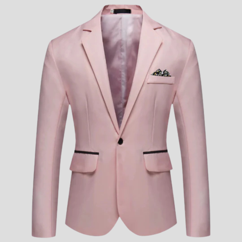 Moderne herenblazer plat gelegd. Stijlvol en veelzijdig mannen jasje, perfect voor business en formele kleding.