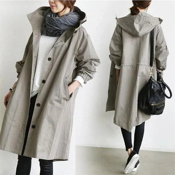Dames dunne oversized trenchcoat, waterafstotend, ideaal als stijlvolle lente- of herfstjas.