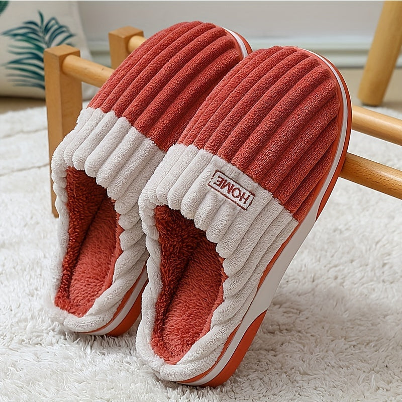 Warme & comfortabele heren sloffen met pluche voering en stevige waterdichte zool, voor thuis.