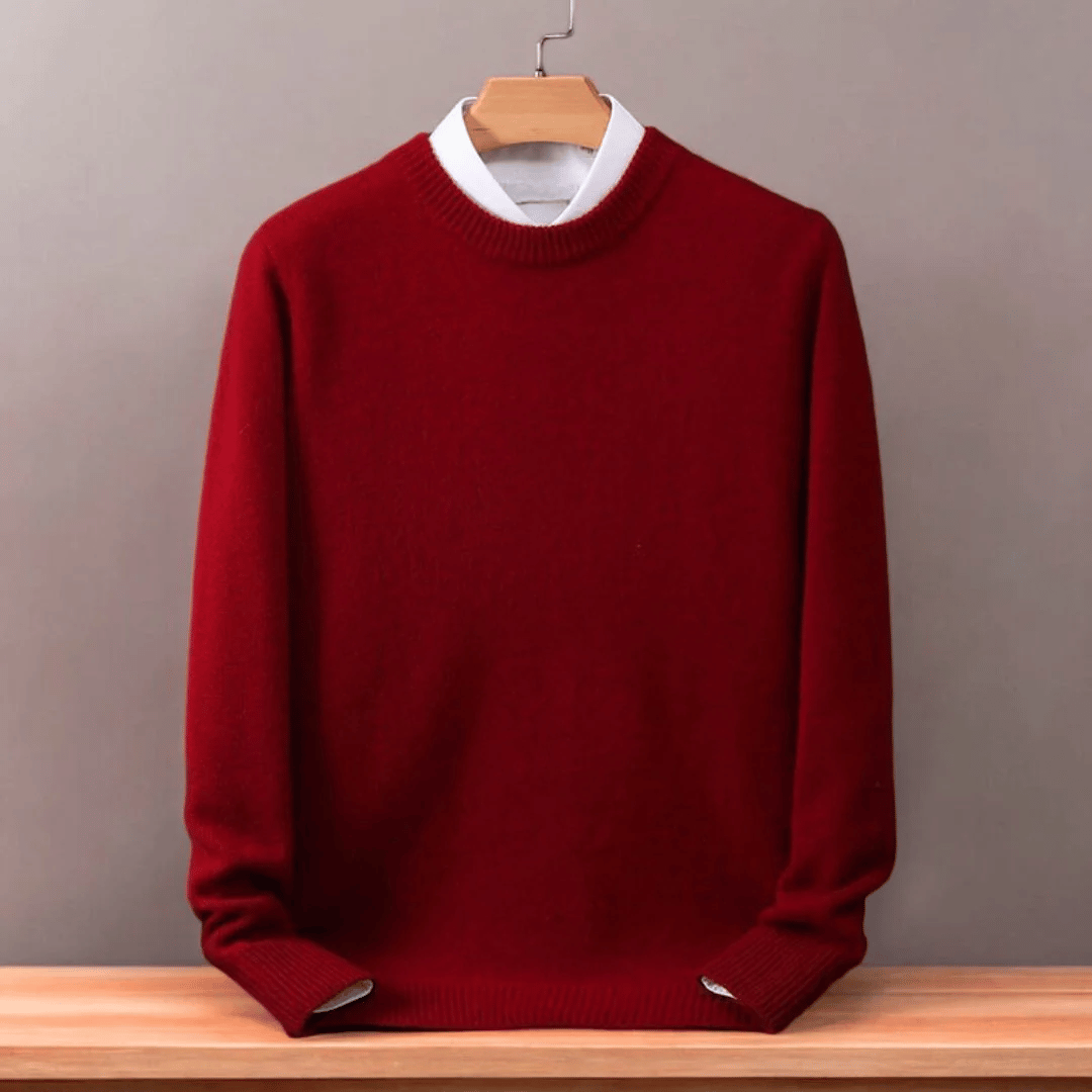 Exclusieve heren kasjmier trui, oversized pasvorm en ronde hals, ultiem comfort voor de moderne man.