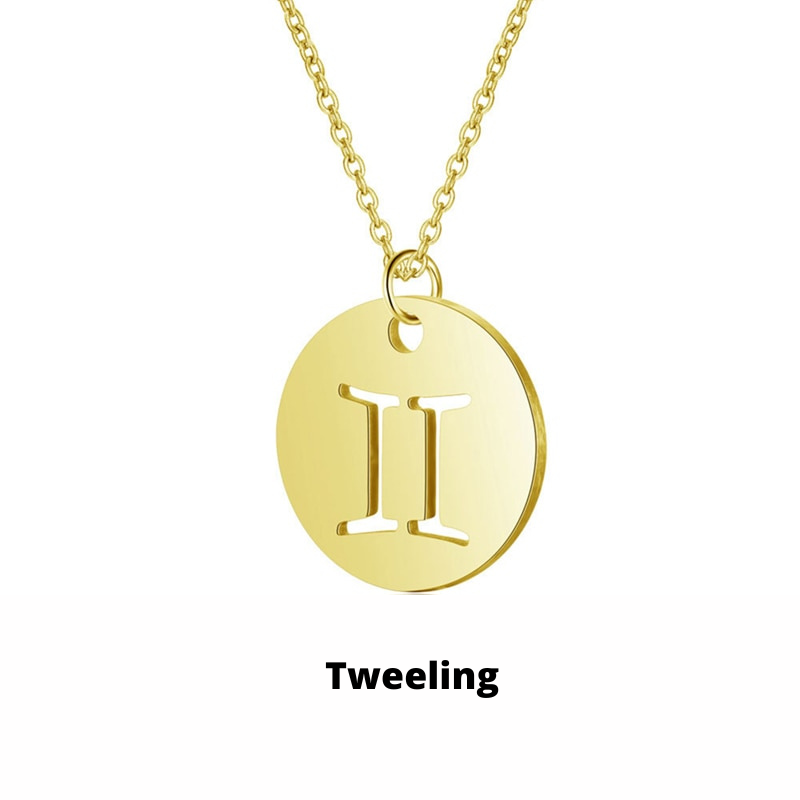 Gouden roestvrij stalen sterrenbeeld ketting voor dames, stijlvol, persoonlijk en duurzaam.