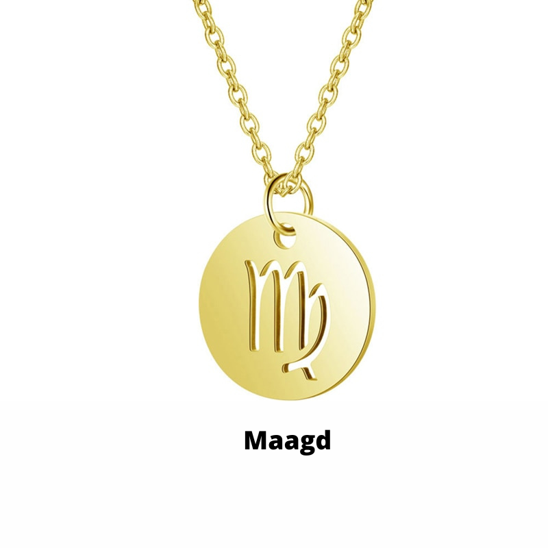 Vrouwenketting met weegschaal geboorteteken, roestvrij staal, rose goud, prachtig geschenk.