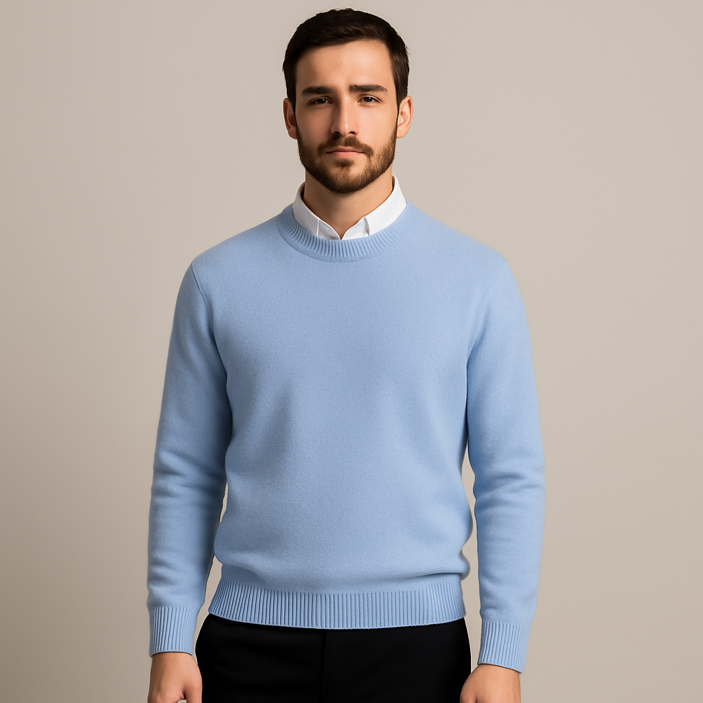 Heren oversized kasjmiertrui, luxe en comfortabel, ideaal voor winter- en herfstmode. Ronde hals, stijlvol.