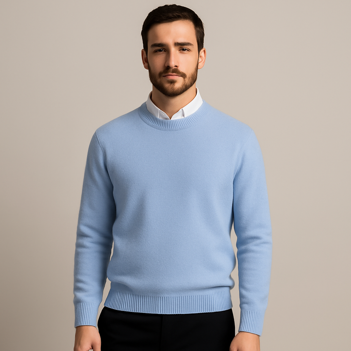 Heren oversized kasjmiertrui, luxe en comfortabel, ideaal voor winter- en herfstmode. Ronde hals, stijlvol.