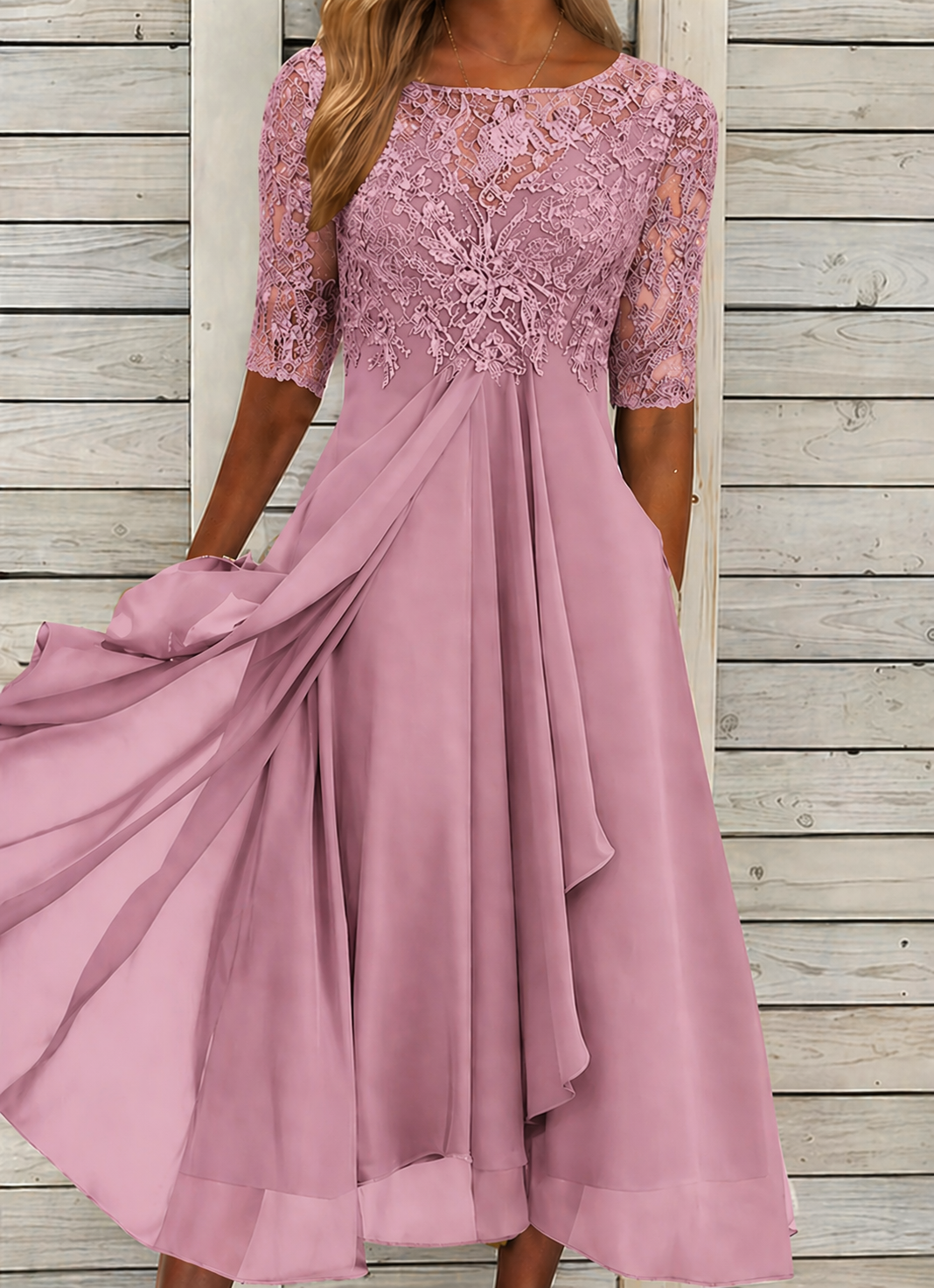 Stijlvolle roze damesjurk, een lange elegante galajurk die perfect is als feest- of avondkleding.