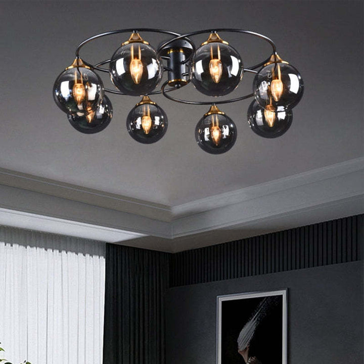 Sfeervolle amberkleurige LED plafondlamp LumiAura, de perfecte woonkamerlamp.