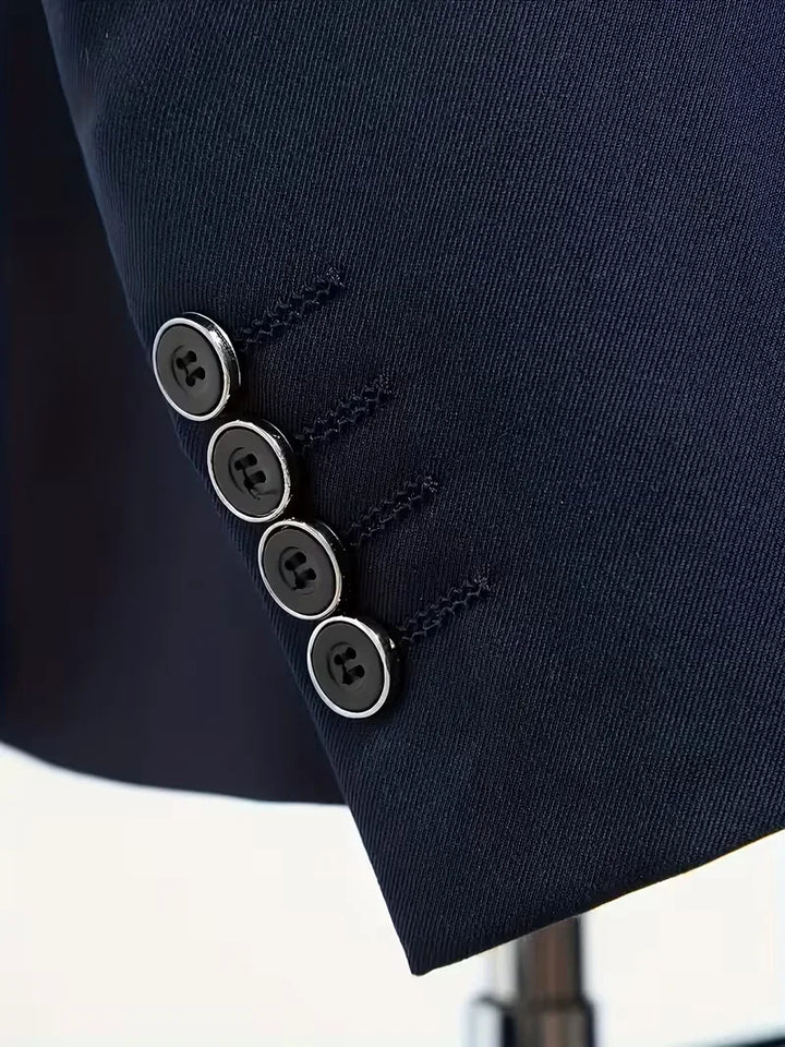 Elegant slim fit pak voor heren, geschikt voor formele bijeenkomsten en feestelijke gelegenheden.