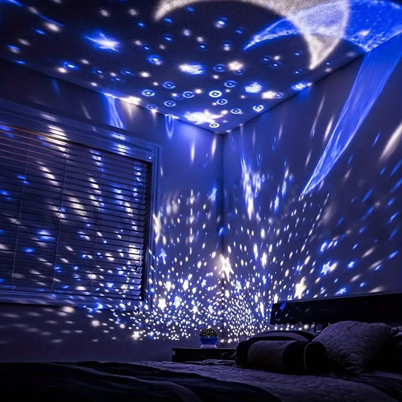 Rustgevend nachtlampje en sterrenprojector voor kinderen, transformeert de kamer in een magische sterrenhemel.