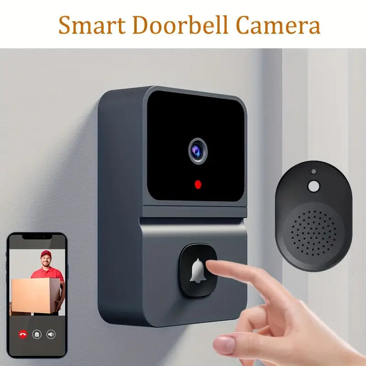 Volledige huisbeveiliging met SmartGuard draadloze videodeurbel, inclusief bewegingssensor en bewakingscamera.