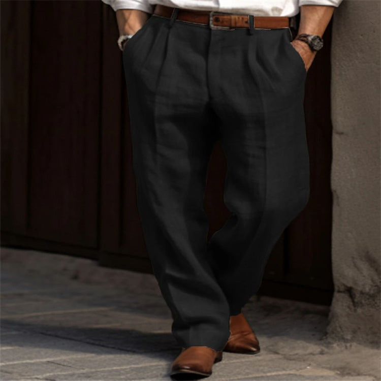 Lichtgewicht casual herenbroek voor de zomer in beige, comfortabel en stijlvol met relaxte pasvorm.