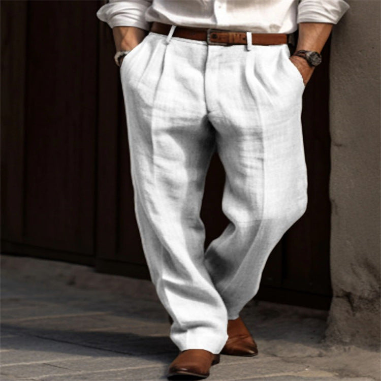 Ademende lichtgewicht herenbroek in grijs, een essentiële casual zomerbroek voor mannen.