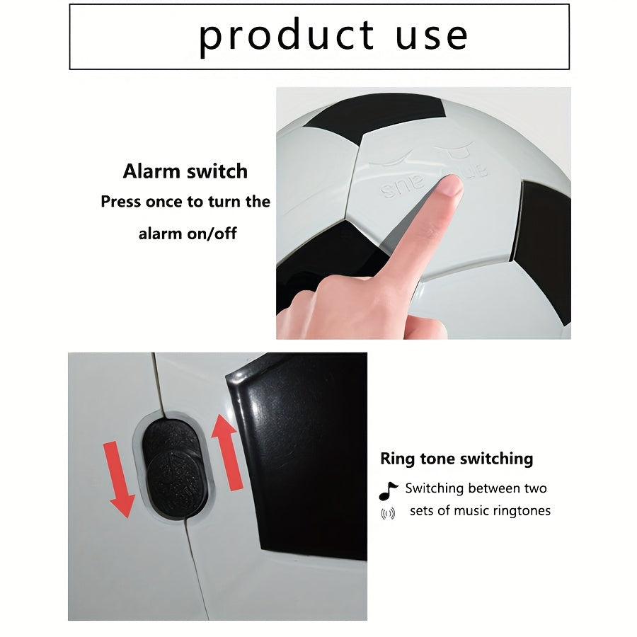 Kinderwekker voetbal design; met muziek en speelse look voor jongens en meisjes.