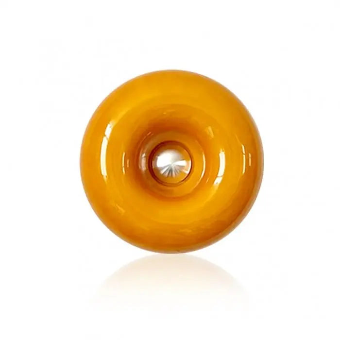Witte donut LED tafellamp, compact en modern, perfect voor kleine ruimtes of accentverlichting.