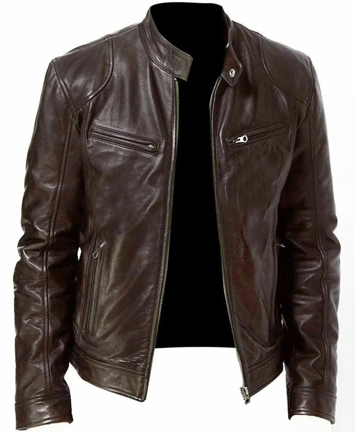 Trendy heren motorjas in zwart, veelzijdig bikerjack voor een casual of stoere fashion outfit.