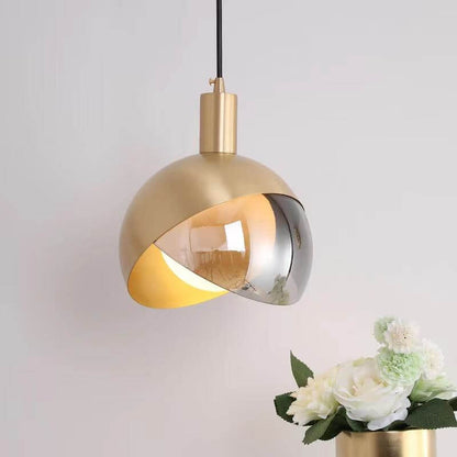 Hanglamp - Rokerig Glas & Goud