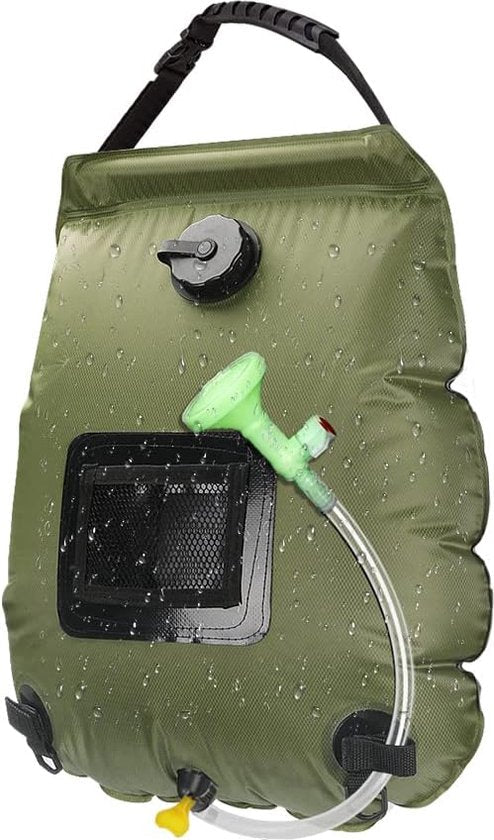 Compacte 20 liter reisdouche, perfect voor buitendouches en persoonlijke hygiëne tijdens elk avontuur.