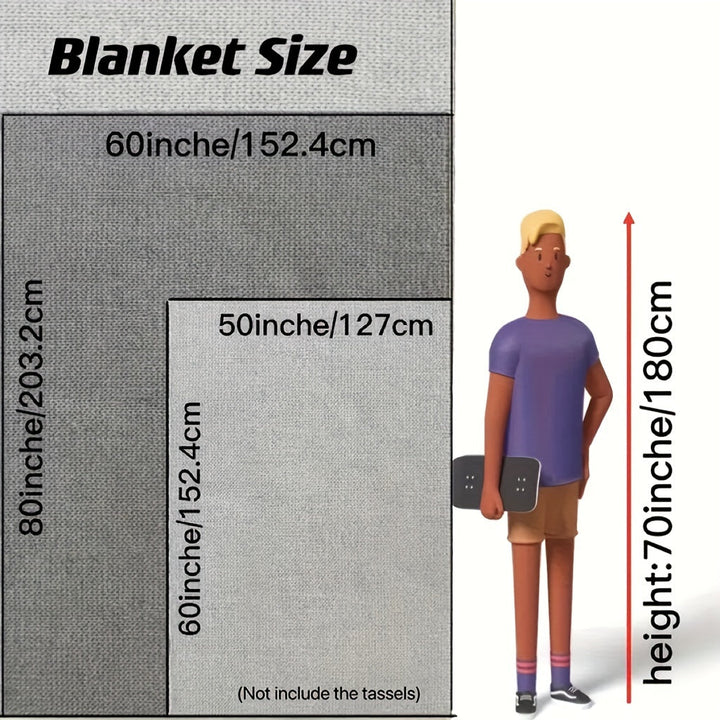 Stijlvolle bankdeken van gebreid acryl met kwastjes, een luxe toevoeging aan je woonkamer.