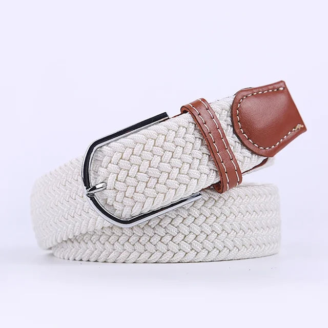 Beige elastische ceintuur, imitatieleer, unisex, voor een subtiele en stijlvolle touch.