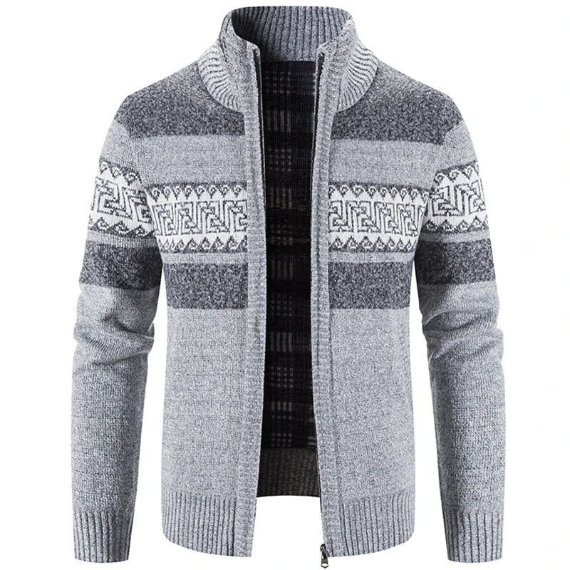 Modieus heren gebreid vest met opstaande kraag, warm en comfortabel voor koude dagen.