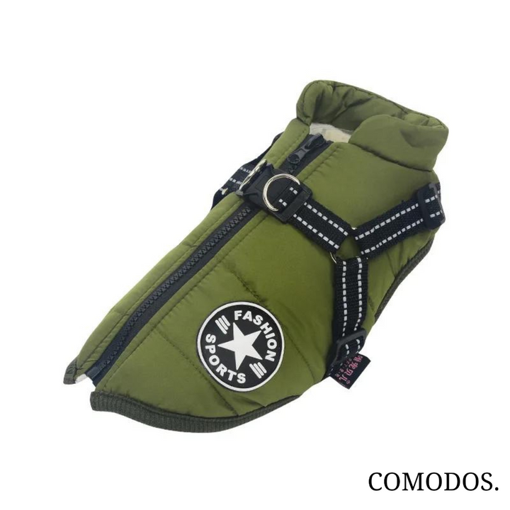 Comfortabel winter harnasjack voor huisdieren, waterdicht en warm voor koud weer.