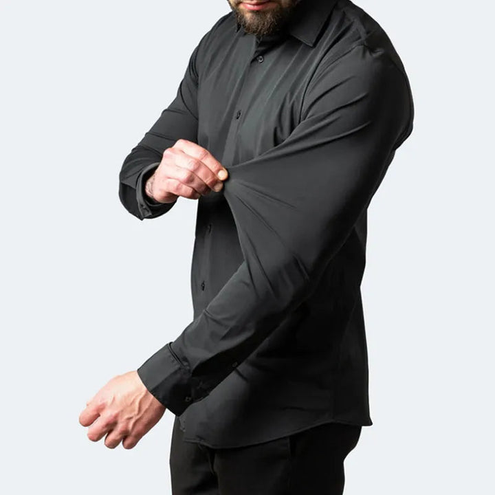 Slim fit strijkvrij heren business shirt, wit, voor een scherpe, onberispelijke professionele look.