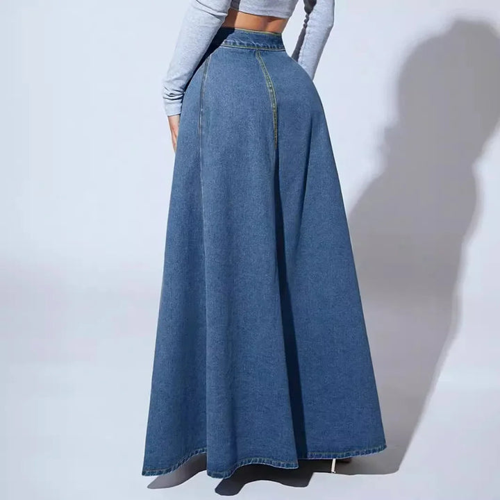 Tijdloze damesrok: klassieke A-lijn denimrok met hoge taille in een veelzijdige tint.