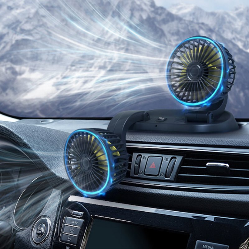 Krachtige 12V/24V dubbele auto ventilator voor effectieve voertuig ventilatie en autokoeling.