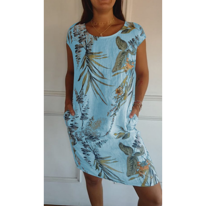 Casual elegante damesjurk, comfortabel synthetisch materiaal. Perfect voor lente en zomer, veelzijdig.