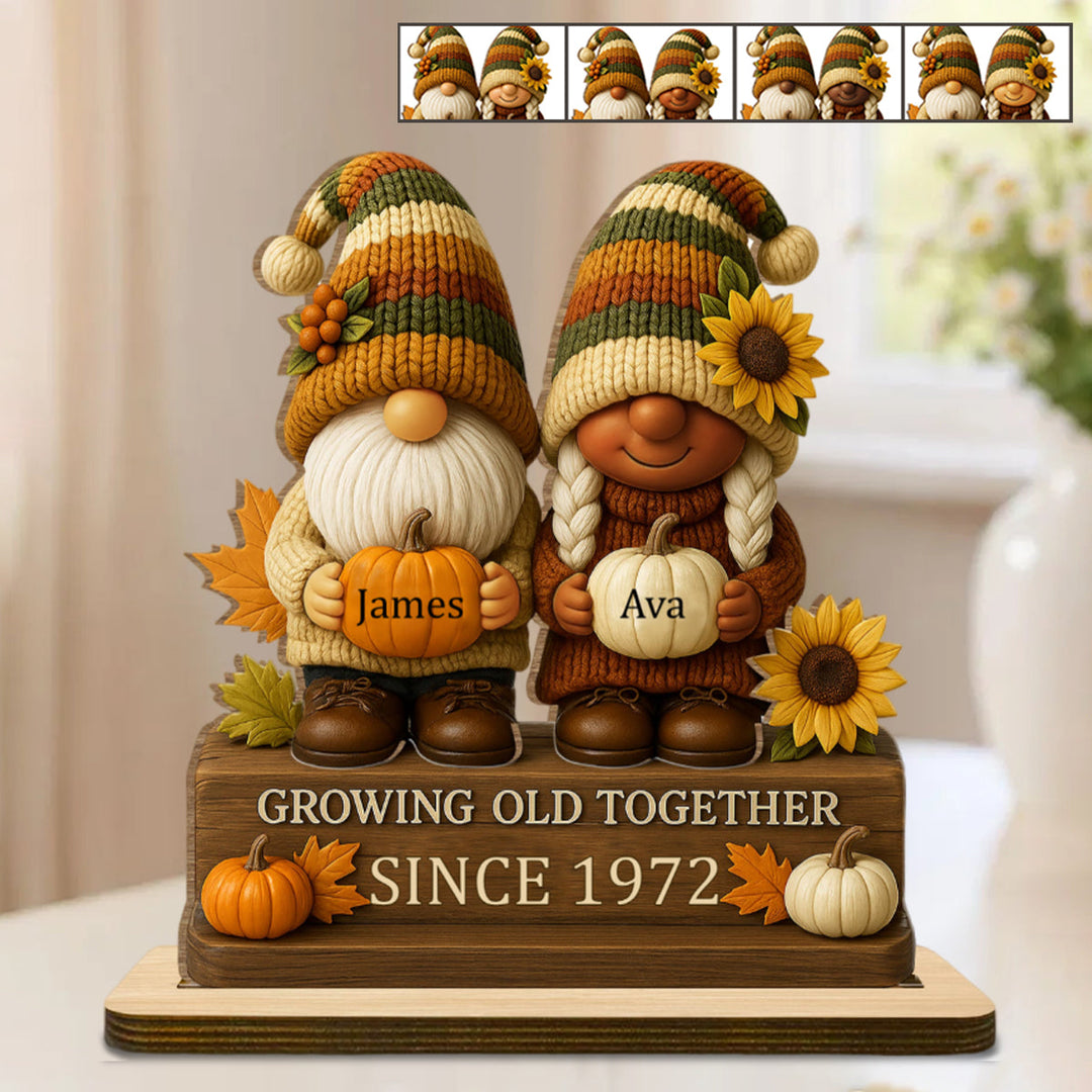 Gepersonaliseerd houten kabouter liefdes aandenken, ideaal jubileum of bruiloft cadeau, unieke woondecoratie.