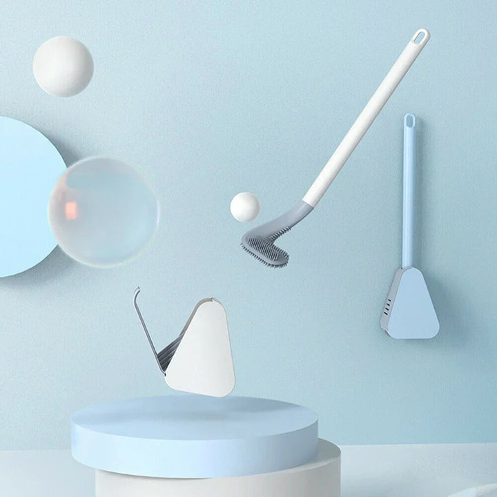 Detail van de flexibele siliconen borstelharen van de SmartBrush, perfect voor grondige badkamerreiniging.