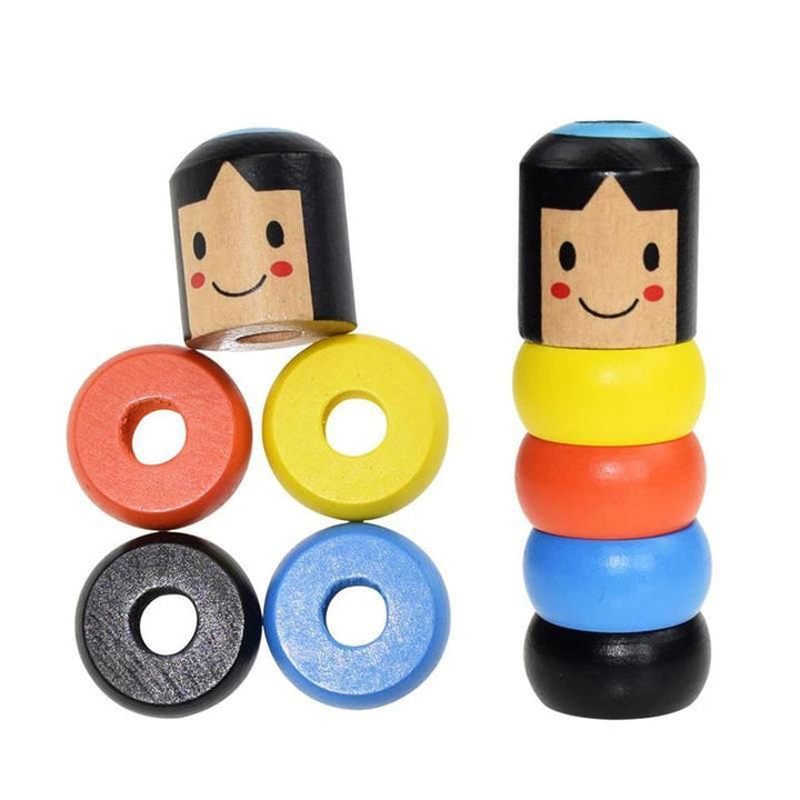 Flexibele houten acrobaat speelgoed, ideaal voor ontwikkeling van motoriek, behendigheid en creativiteit bij kinderen.