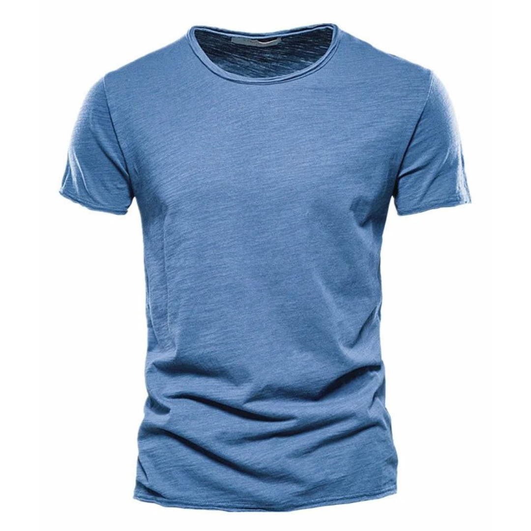 Heren basis t-shirt met ronde hals, comfortabel en stijlvol voor dagelijkse casual mode.