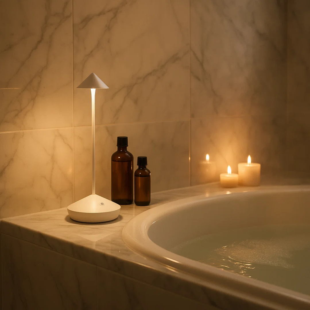 Moderne oplaadbare ClarityGlow tafellamp, flexibele sfeerverlichting, waterdicht voor terras.