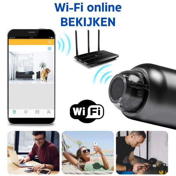 Compacte Minieye Full HD beveiligingscamera: draadloos, nachtzicht, bewegingsdetectie en discreet, perfect voor elke ruimte.