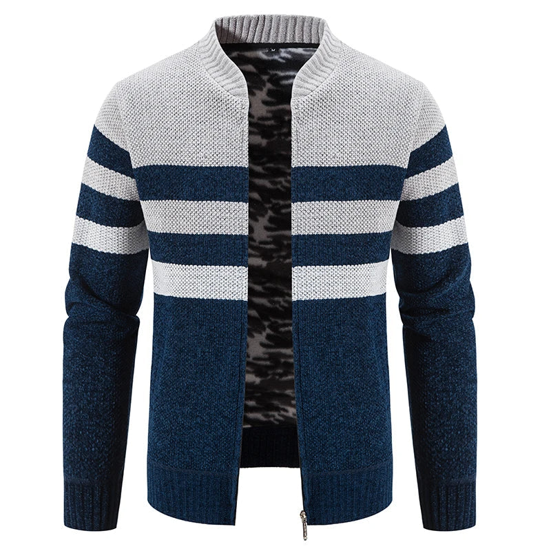 Trendy heren baseball vest, gestreept met rits. Een modieuze en comfortabele keuze voor herfst.
