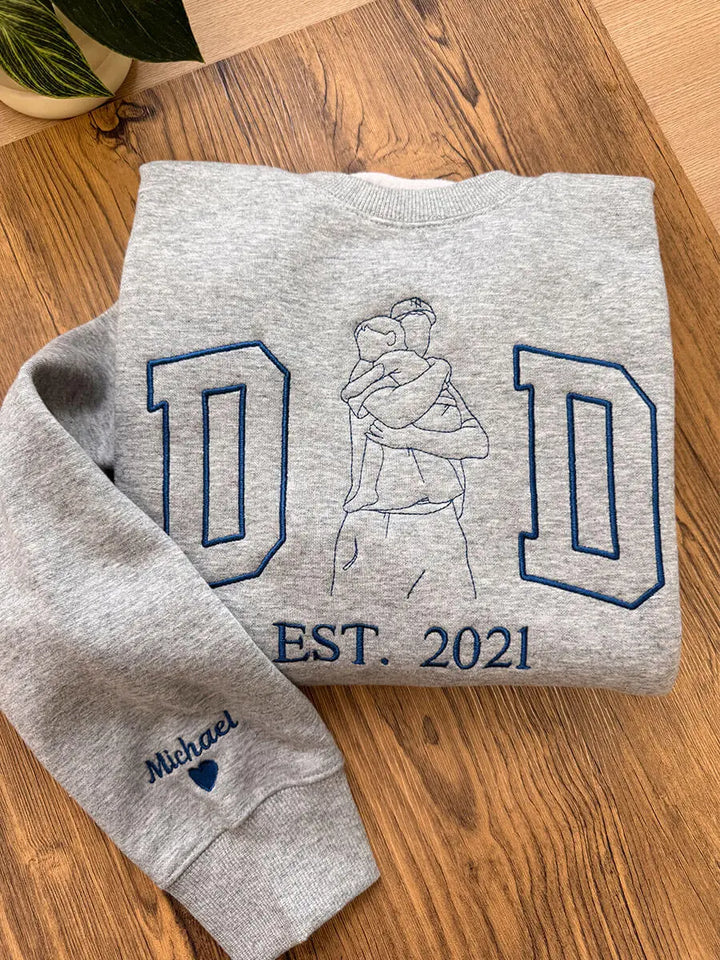 Heren gepersonaliseerd geborduurd kledingstuk (t-shirt, sweatshirt, hoodie), perfect als uniek cadeau.
