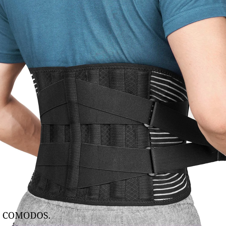 Ergonomische unisex rugsteun, verstelbaar voor optimale pasvorm en maximale ondersteuning van de onderrug.