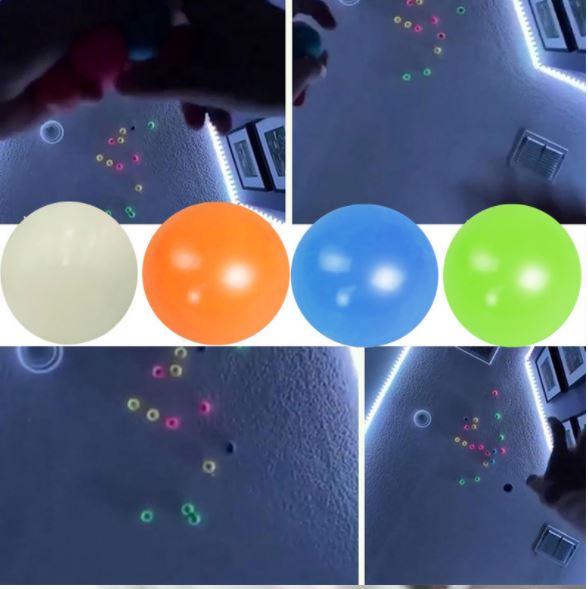 Origineel cadeau: lichtgevende squishy stressballen set; anti-stress speelgoed voor ontspanning van jong en oud, glow in dark.