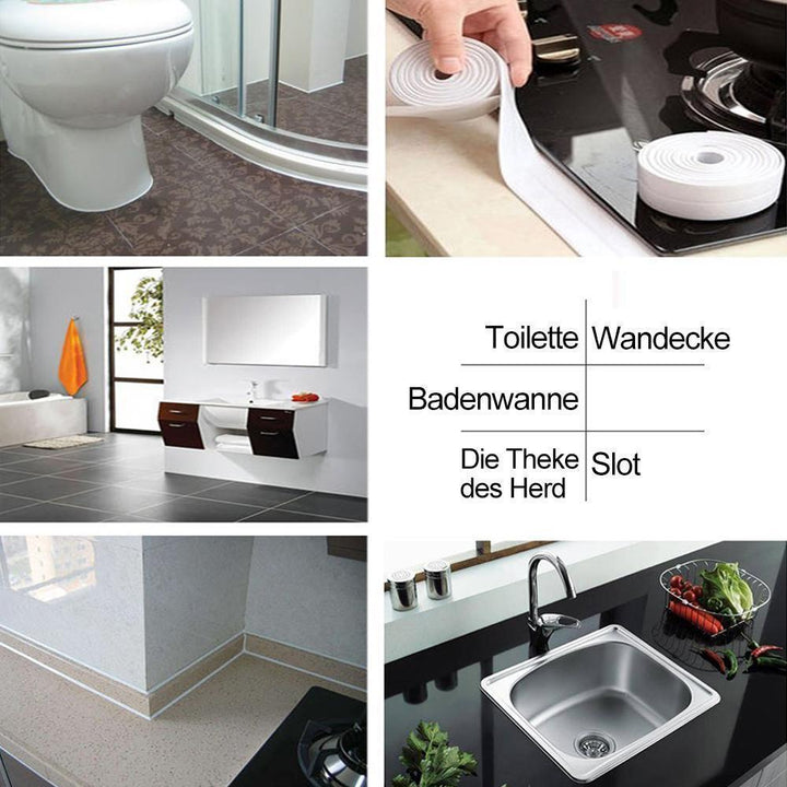 Hygiënische, schimmelbestendige afdichtingstape SANDSBERGORIGINALS; waterdicht voor sanitair & tegelwerk.