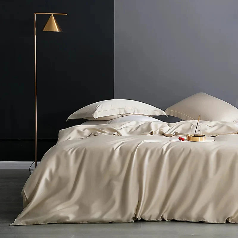 Comfortabel zijde dekbedovertrek, hypoallergeen en ademend, ideaal voor een gezonde slaapomgeving.