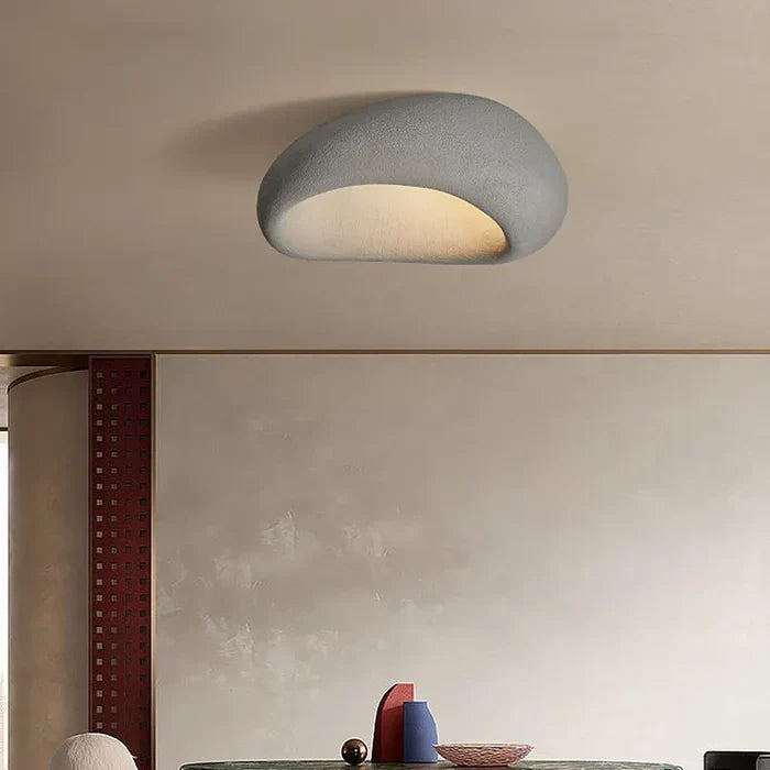 Detail van de Wabi Sabi plafondlamp, toont uniek natuurlijk design en textuur voor een authentieke woonaccessoire.
