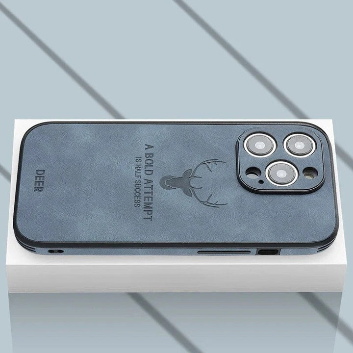 Exclusieve Veltro hertenleren iPhone hoes. Een luxe telefoonaccessoire.
