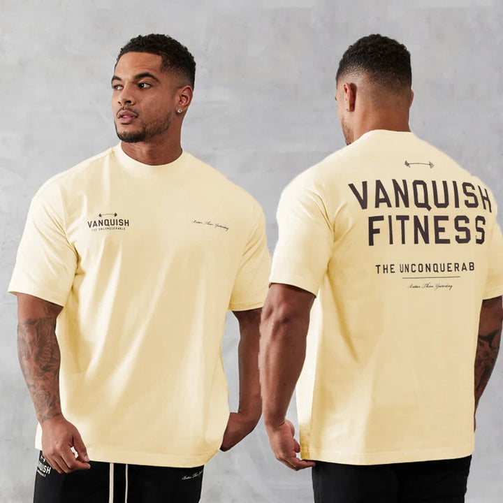 Heren oversized fitnessshirt voor comfortabele gymtrainingen; stijlvol sportshirt met korte mouwen.