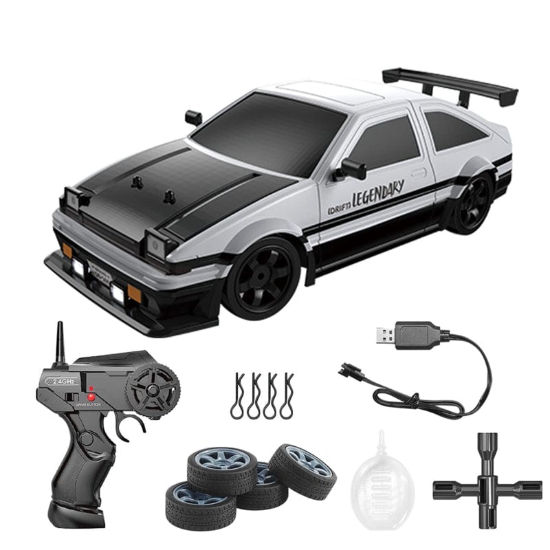 Blauwe RC raceauto met afstandsbediening, ideaal voor driftactie en ultieme snelheid.