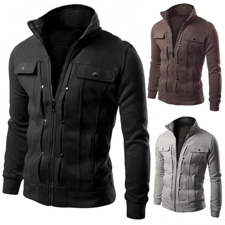 Warm herenvest met opstaande kraag, beschikbaar in diverse maten. Comfortabele en trendy herenmode.