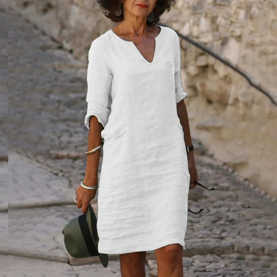 Chic en elegant: dames midi zomerjurk. Ideaal voor een stijlvolle look op zonnige dagen.